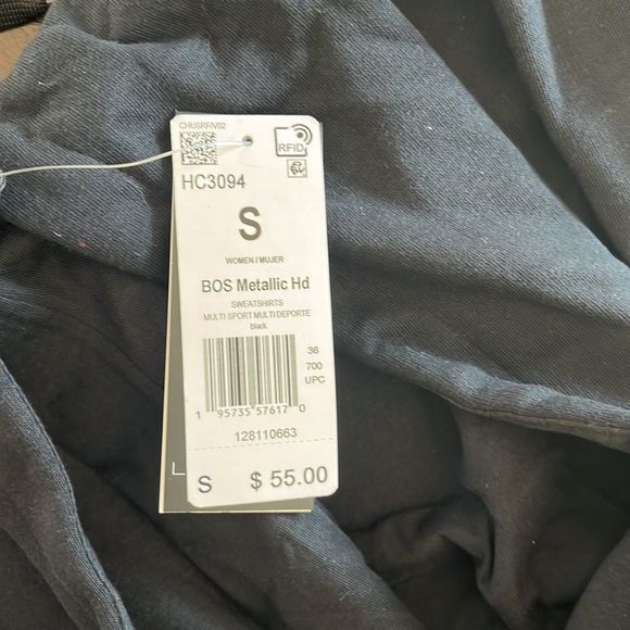 Adidas Women’s Metallic-Logo Hoodie-Black Small - Picture 4 of 4